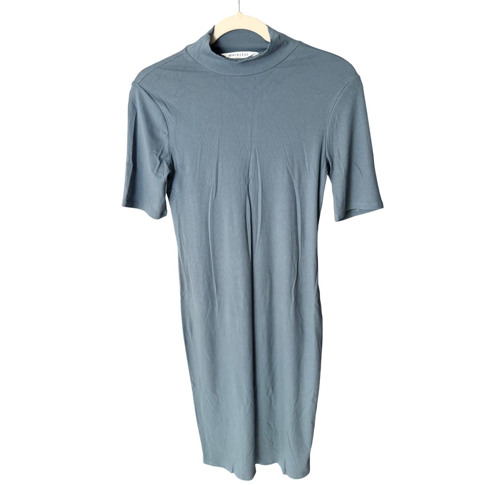 Athleta Ribbed Mock Neck Midi Dress Blue Size S